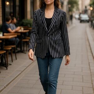 Forever 21 Black and White Striped Blazer